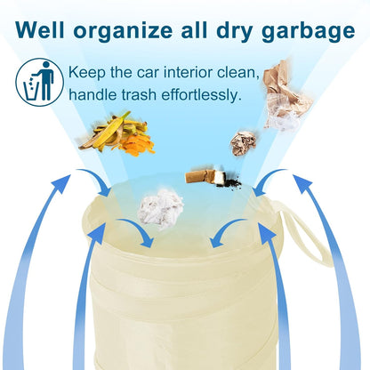 Car Trash Can, 2 Packs Mini Collapsible Pop-up Car Garbage Can, Waterproof Hanging Car Trash Bag with Velcro, Car Trash Bin, Black