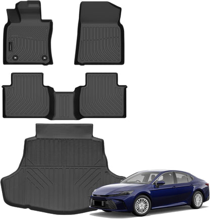 All Weather Floor Mat Fit for Toyota Corolla(Include Hybrid Exclude Hatchback) 2026 2025-2020 TPE Rubber Liners Corolla Accessories All Season Guard Odorless Anti-Slip Liner Black