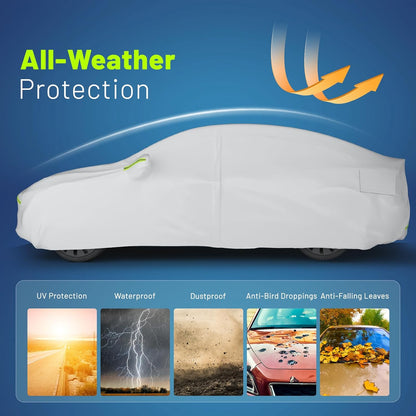 Favoto SUV Car Cover Waterproof All Weather 6 Layers Heavy Duty Car Cover for Automobiles Rain Sun Snow UV Protection with Inner Cotton Car Cover Outdoor Universal Fit for SUV (188-198 inch) Silver