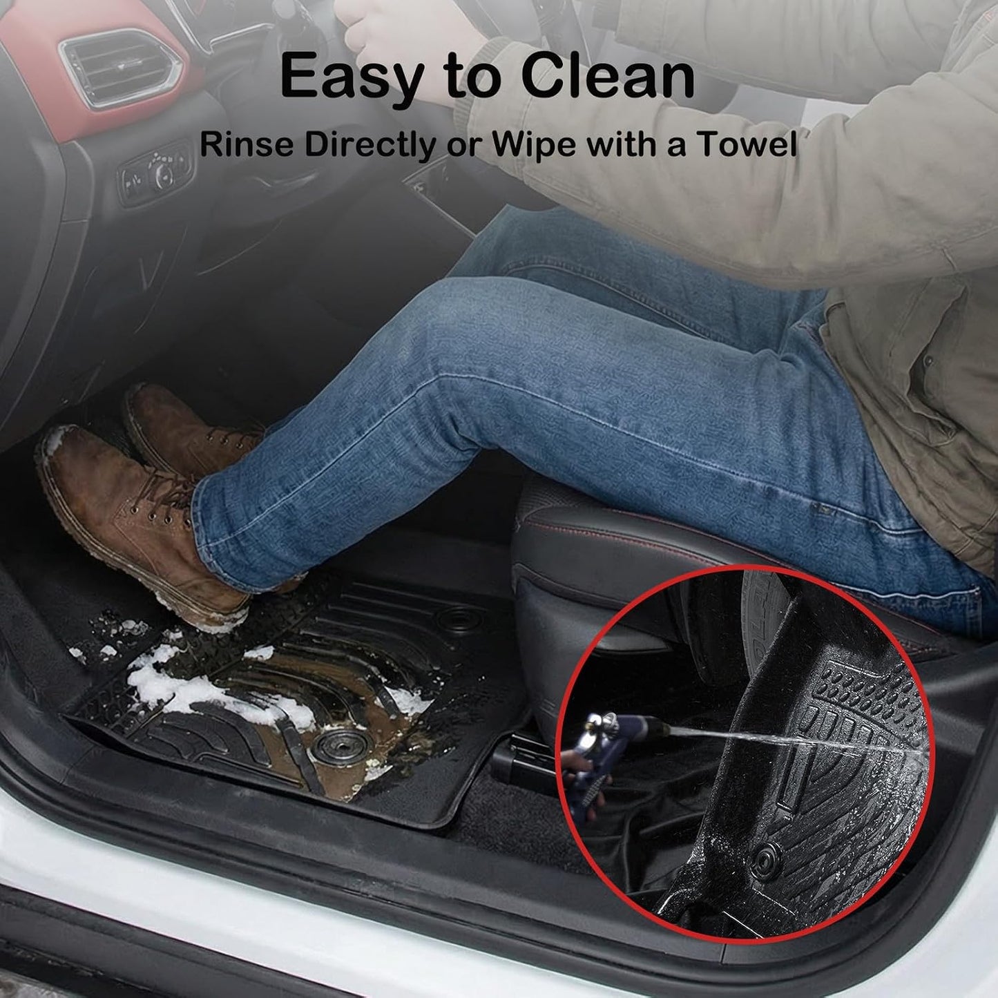 All Weather Floor Mats for 2016-2019 Chevy Cruze (No Fit 2016 Cruze Limited), Chevy Cruze Floor Mats, 1st and 2nd Maximum Coverage, 3D Waterproof TPE Rubber Protector Car Mats Full Set Liners