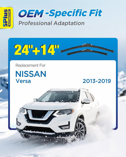 5 PLUS 26"+17" Windshield Wipers Blade Replacement for Nissan 02-06 19-24 Altima/07-12 20-24 Sentra/20-24 Versa Wiper Blades-Front All-Weather Wiper Blades Exact fit J-Hook Type (Pack Of 2)