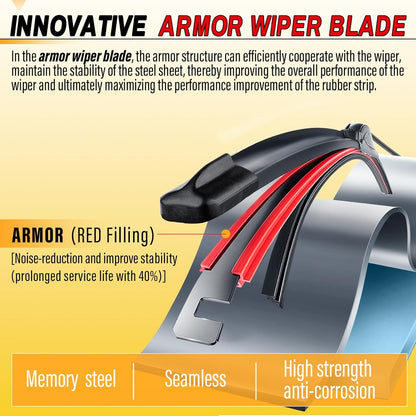 AUTOBOO 26" and 16" Windshield Wipers Blades (Pack Of 2),OEM Quality Premium All-Seasons Wiper blades,Stable and Quiet wiper blades - Colors A