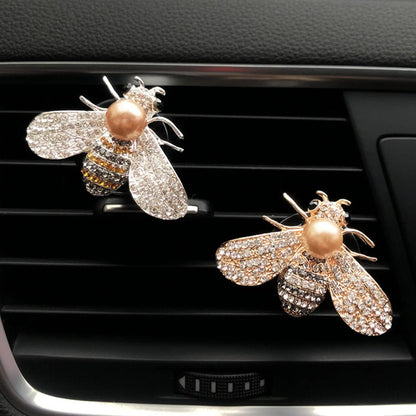 2 Pieces Small Bee Air Vent Clips Bling Bee Car Accessories Cute Car Air Freshener Rhinestone Gift Decorations Charm Car Clip Interior Air Vent Decor