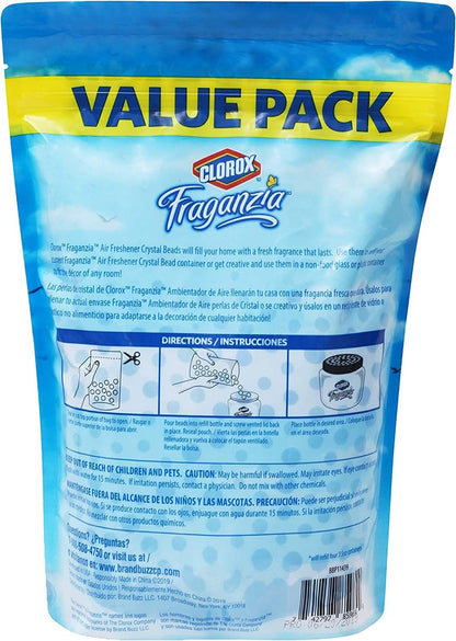 Clorox Fraganzia Crystal Beads Air Freshener, Long Lasting Room Deodorizer and Odor Eliminator Gel Beads to Freshen Home, Car, or Office, Fresh Ocean Breeze Scent, 12 Fl Oz