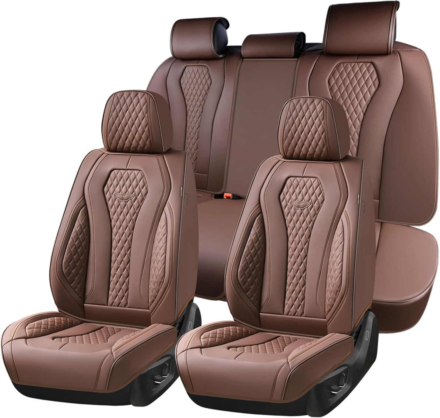 Coverado Seat Covers, Car Seat Covers Full Set, Black Car Seat Cover, Car Seat Covers Front Seats Back Seat Cover, Waterproof Car Seat Cushion, Leather Seat Covers Seat Protector Fit for Most Cars