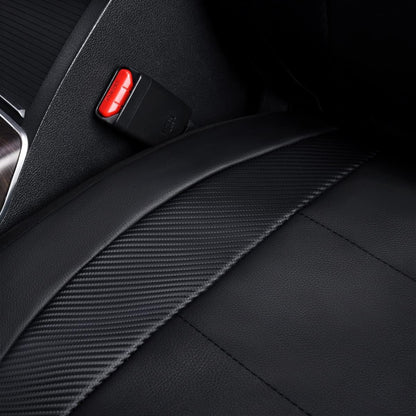 Flying Banner Carbon Fiber Leather Vehicle Seat Covers, Leopard Gray Black, Universal Fit - 8PCS