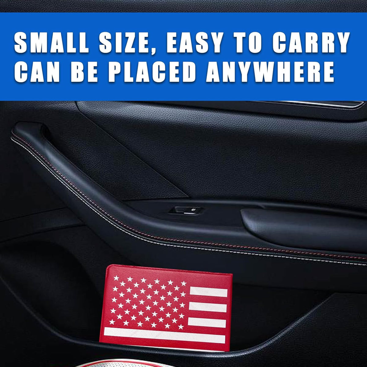 Ziciner Car Registration Insurance Holder, 2Pack Essential Auto Card Document Glove Box Organizer with Touch Fastener, Vehicle Interior Accessories Perfect for Most Car, Truck, SUV (Red/Small Car)