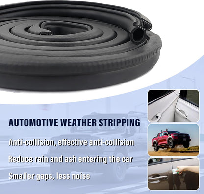 20Ft Car Door Weather Stripping Door Seal Strip,U-Shaped Rubber Edge Trim with Steel Strip Door Sealers for Door Frame of Car Truck SUV RV Boat Home,Keeps Car Interior Tidy and Quieter (20Ft)