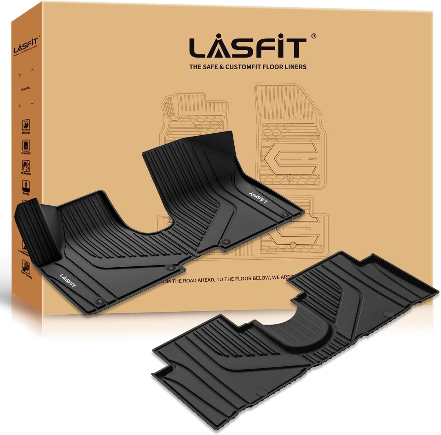 LASFIT Floor Mats Fits for Hyundai Sonata 2020-2026 (Only for FWD & Gas) & Kia K5 2021-2025 (Only for FWD) Custom Fit TPE All Weather Floor Liners Car Mats Accessories, Black