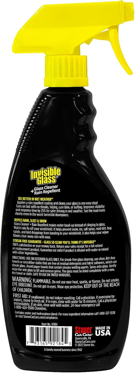 Invisible Glass 92184 Glass Cleaner + Rain Repellent 2-in-1 Windshield and Window Spray, Cleans Auto Glass, Repels Rain, Sleet, Snow, Improves Wet Weather Visibility – 22 fl oz