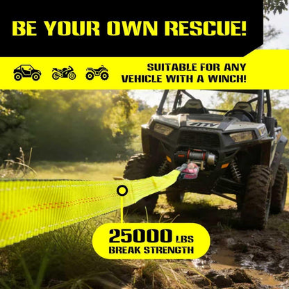 Heavy Duty Recovery Tow Strap, 2" x 20ft, 25,000 LBS Break Strength, Reinforced Loops,Winch Extension & Tree Saver Strap for Trucks, SUVs, Jeeps, ATVs and Off-Road Vehicle Emergency Recovery