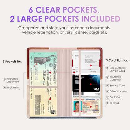 Car Registration and Insurance Holder，Colour Patterns Men Women Car License Document Registration and Insurance Card Holder