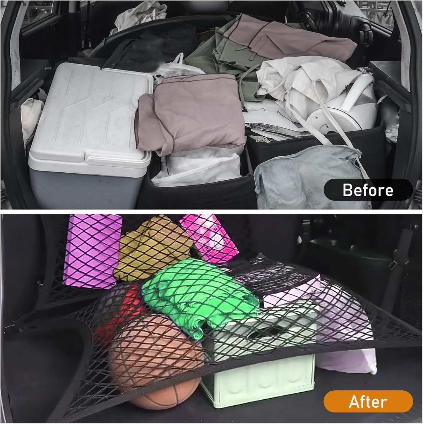 Elastic Cargo Net for SUV,Universal Truck Net Organizer with Storage Bag,32"x24" Stretch to 56"x42" Small Cargo NetBungee Mesh Cargo Hold for Car,Truck,Pickup,RV,Road Trip Essentials