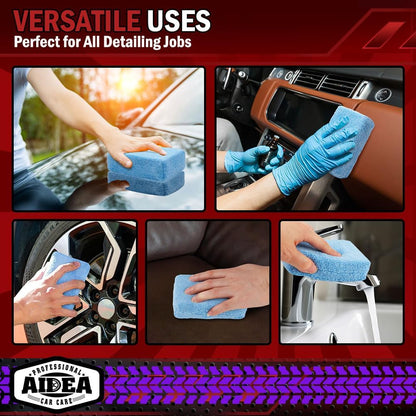 AIDEA Microfiber Applicator Pad-8Pack, Car Wash Sponge, Premium Microfiber Sponge and Cleaning Pads, Perfect for Effortless Wax, Sealant, and Conditioner Application, Car Detailing Supplies, Blue