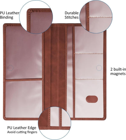 Car Accessories Registration and Insurance Holder,Leather Essential Card Magnetic Shut Vehicle Glove Box Organizer Case for Auto Driver License Document Truck Motorcycle Boat Men Women,Black