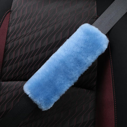 AOGELAN 2 Pack Black Fluffy Fuzzy Genuine Sheepskin Car Seat Belt Cover Pad, Seatbelt Cushion for Soft Auto Lambswool Shoulder Strap Cushion Adults (2, Black)