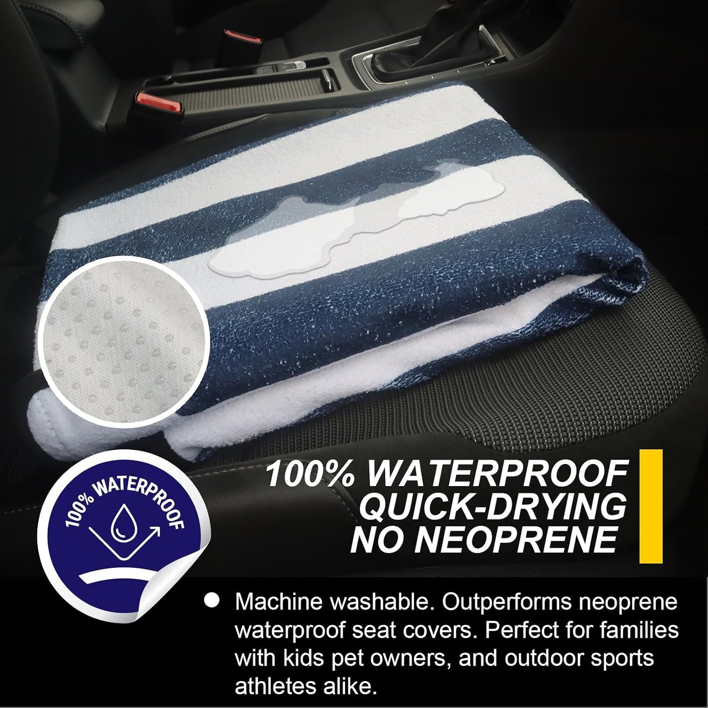 Car Seat Cover Protector Front Seats,for Gym Workout,Running,Swimming,Beach and Hiking,Waterproof Sweat Towel Bucket Seat Covers for Cars SUV Trucks (Black, 1Pcs)