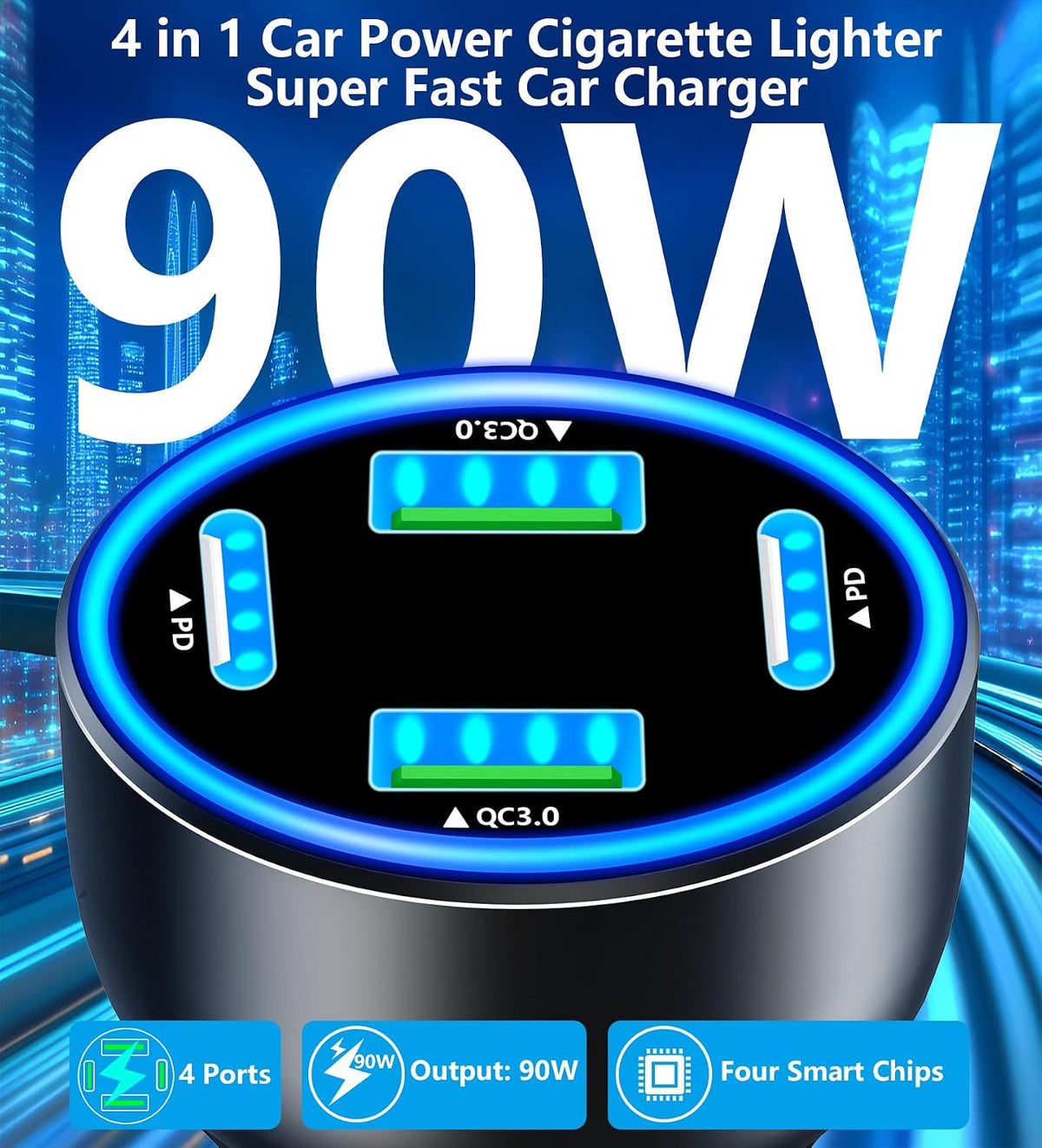 USB C Car Charger, Rombica 2Pack 3-Port 67W Dual PD USB-C&USB-A Car Power Cigarette Lighter USB Charger 3 in 1 PD/QC Type C Fast Car Charge for iPhone 17 17 Pro Max 16 15 14 13 12/Galaxy S26 S25/Pixel