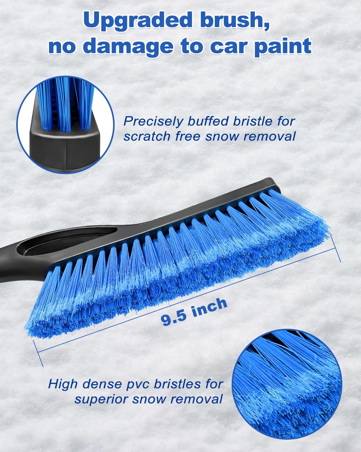 33'' Snow Brush and Ice Scraper for Car Windshield, Aluminum Extendable Snow Removal Tool for Car Window with Foam Grip, Soft Broom Head for Car SUV Vehicle Winter Accessories