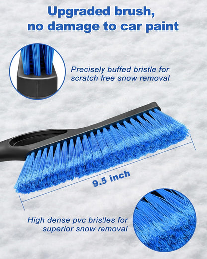 33'' Snow Brush and Ice Scraper for Car Windshield, Aluminum Extendable Snow Removal Tool for Car Window with Foam Grip, Soft Broom Head for Car SUV Vehicle Winter Accessories