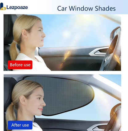 2-Pack Car Window Shades | Mesh Static adsorption Side Window Anti-UV Sunshade Curtain | Universal Fit 99% Vehicles | Foldable Car Shades