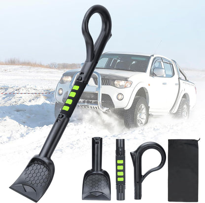 45.6" Ice Scraper and Snow Brush for Car Windshield [Silicone Bristles] ,3-in-1 Extendable Emergency Snow Shovel with Ergonomic Foam Grip and 360° Pivoting Brush Head for Christmas, Car Auto Truck SUV