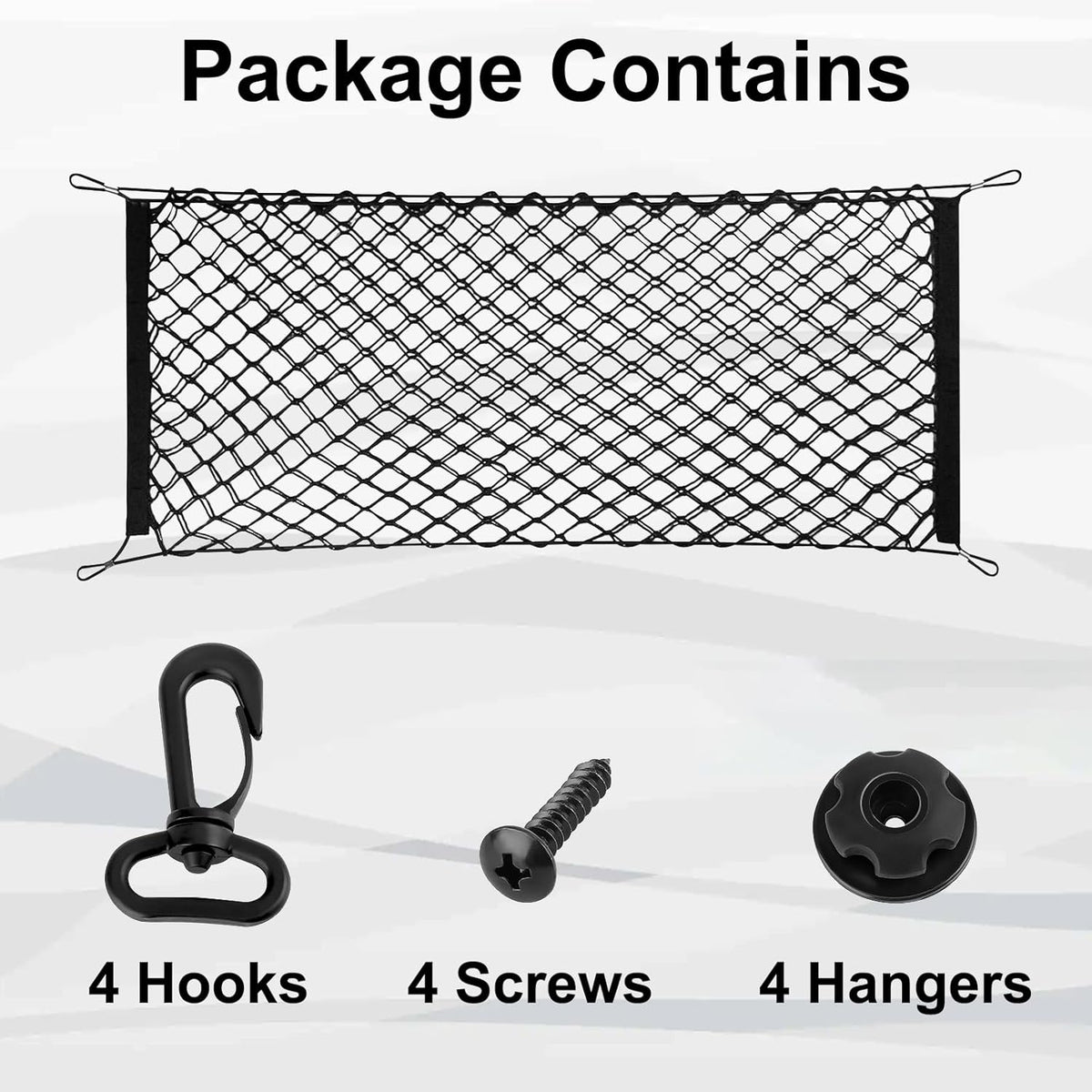 Cargo Net, Premium Dual-Layer Nylon Cargo Net for SUV, Automotive Exterior Accessories, Adjustable Elastic Trunk Net with Hook, Car Accessories for SUV, Truck, Pickup (35.4x15.7 Inch)