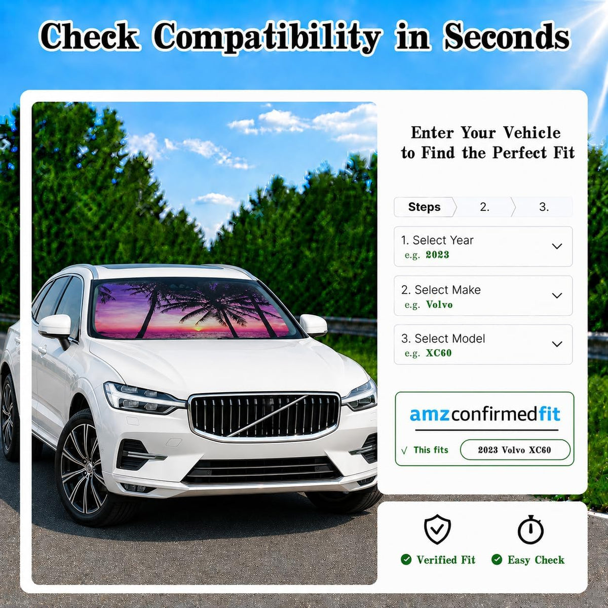 Car Windshield Sun Shade, Funny Cartoon Eyes Sun Visor for Car Windshield Universal Fits Sedan Compact Car Hatchback SUV, UV Heat Protection - 59 x 27.5