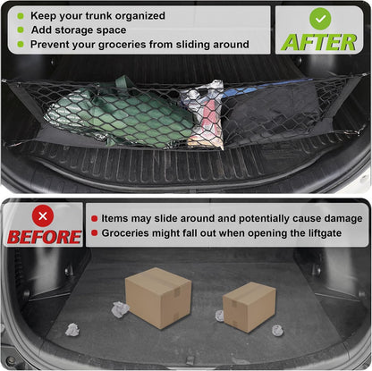 Muslogy Truck Bed Cargo Net Trunk Netting Compatible with 2023-2025 2026 Honda CR-V Accessories, Pickup Cargo Organizer SUV Sedan Storage Net w/Heavy Duty Carabiners - Colors A