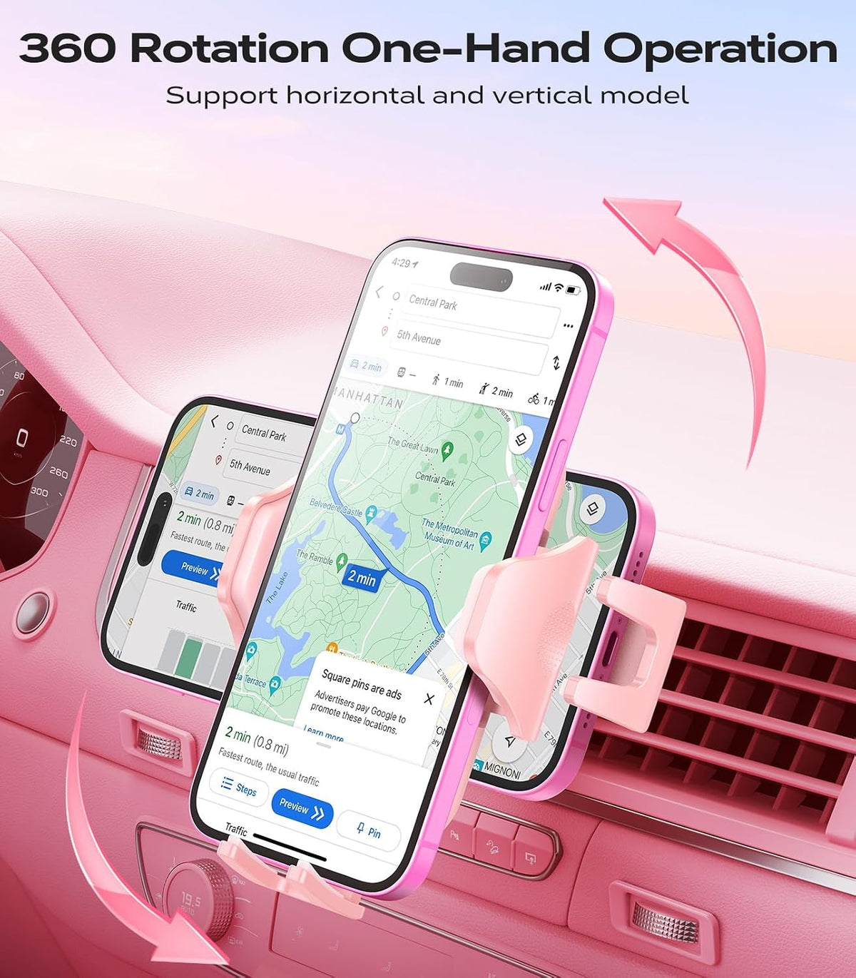 VICSEED 2026 Upgrade Ultra Stable Car Phone Holder Mount [Never Fall Off & Won't Break] Universal Air Vent Phone Mount for Car Easy Clamp Phone Holders for Your Car for iPhone 17 Pro Max 16 15 14 13