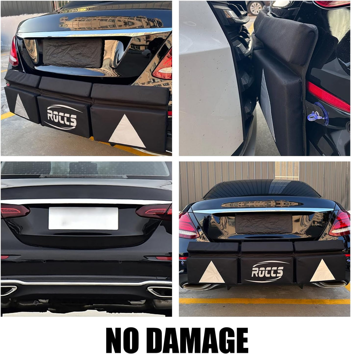 Thickest & Widest Rear Bumper Protector for Cars – 47.2"x11.8"x1.7" Universal Fit Bumper Guard with Reflectors, Heavy-Duty 600D PVC Oxford Fabric, Shock-Absorbing Padding, Black