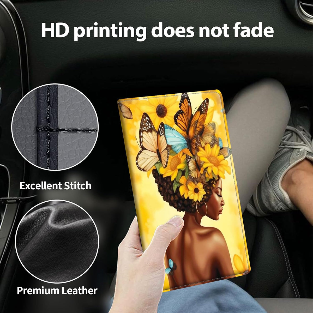 Car Registration and Insurance Holder, Leather Car Glove Box Organizer, Cool Car Accessories for ID, Driver's License Cards & Essential Document, business cards, Men&Women, Retro Audio Cassette