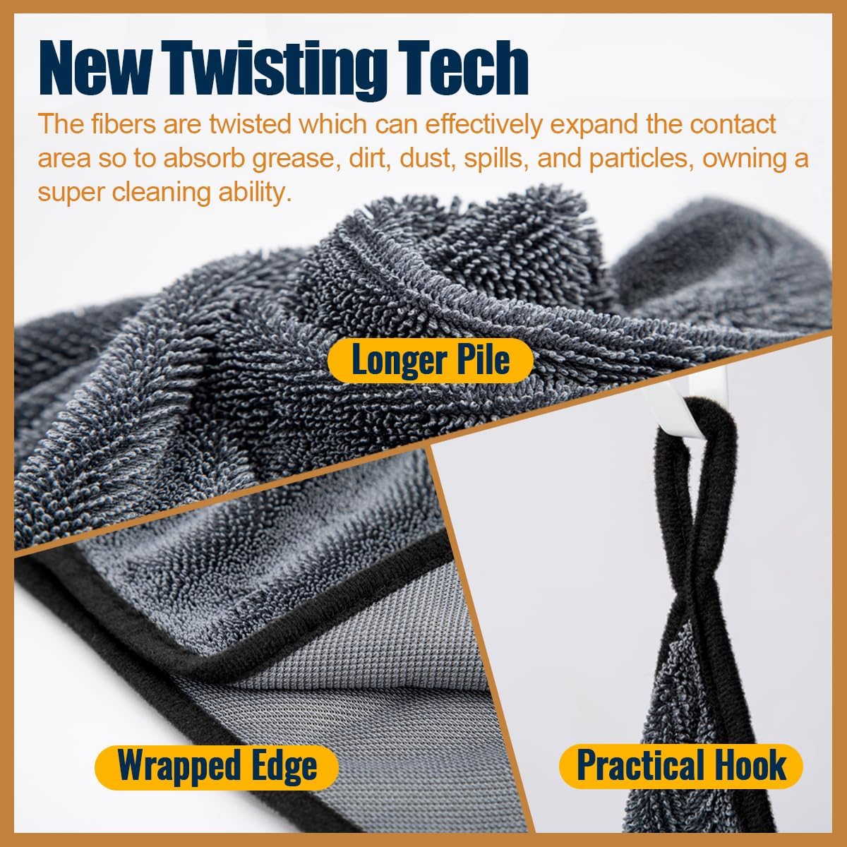Airlab Microfiber Towels for Cars Wash Drying Thick Plush Cleaning Cloth Auto Detailing Super Absorbent for Interior & Exterior Lint Free, Streak Free, 16" X 16", 800 GSM, Pack of 4