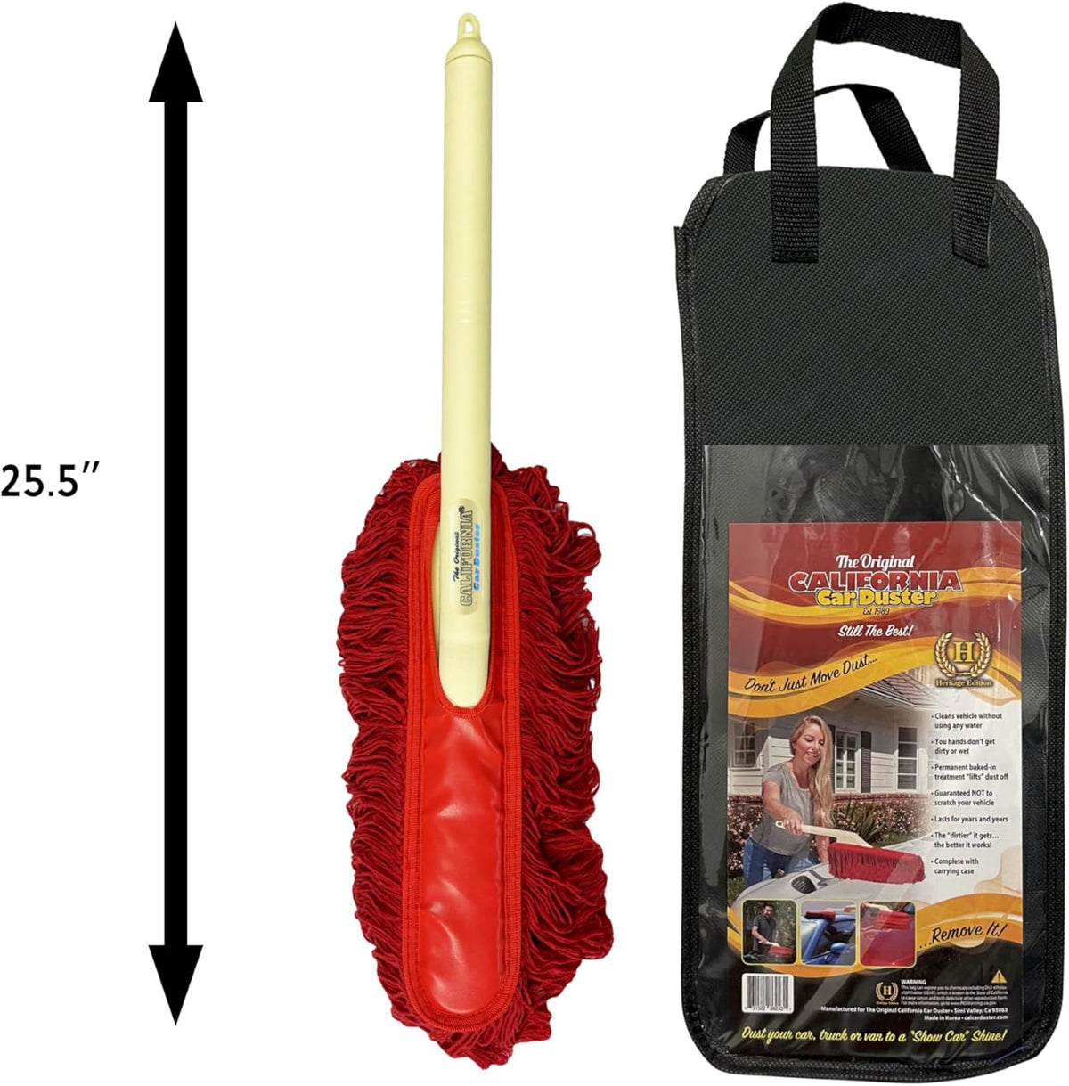 California Car Duster Heritage Car Duster with Plastic Handle and Cotton Mop 86243 Lifts and Removes Dust