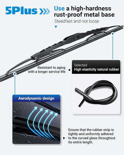 20"-2 Pack Windshield Wiper Blades Replacement For Ford F150 F250 F350 F450 F550 2008-1999 Expedition 2006-1999 Explorer 2010-2005 Mustang 2004-1999, Windshield Wiper Blades For My Car