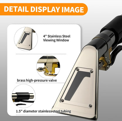 Upgrade Extractors Upholstery Detailing Tool with Viewing Window, Auto detailing tools Hand Wand, Carpet Cleaning Extractor with Clear Head for Mytee/ShopVac & Most Portable Carpet Attachment