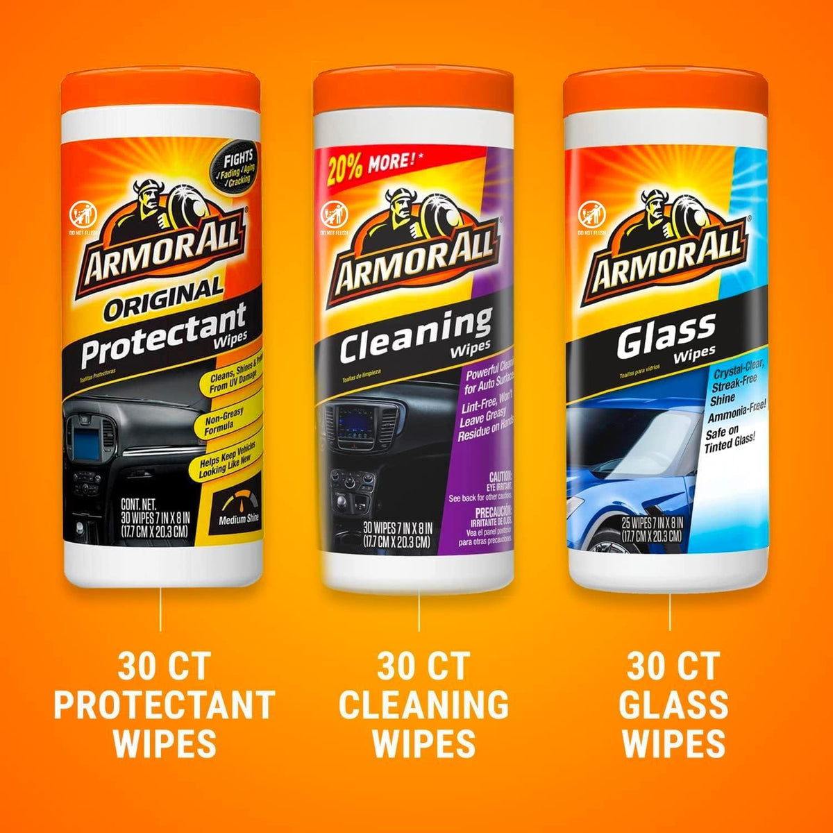 Armor All Car Cleaning Wipes 90-Count - Convenient Car Interior, Dashboard, Leather, Fabric & Vinyl Wipes, Gift for Car Lovers