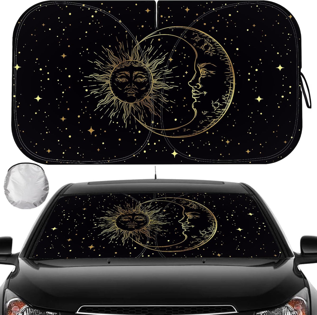 Windshield Sun Shade - Car Sun Shade Windshield, Reflector Sunshade Offers Ultimate Protection for Car Interior, Foldable Front Window Fit for Hatchback, Truck, SUV, MPV