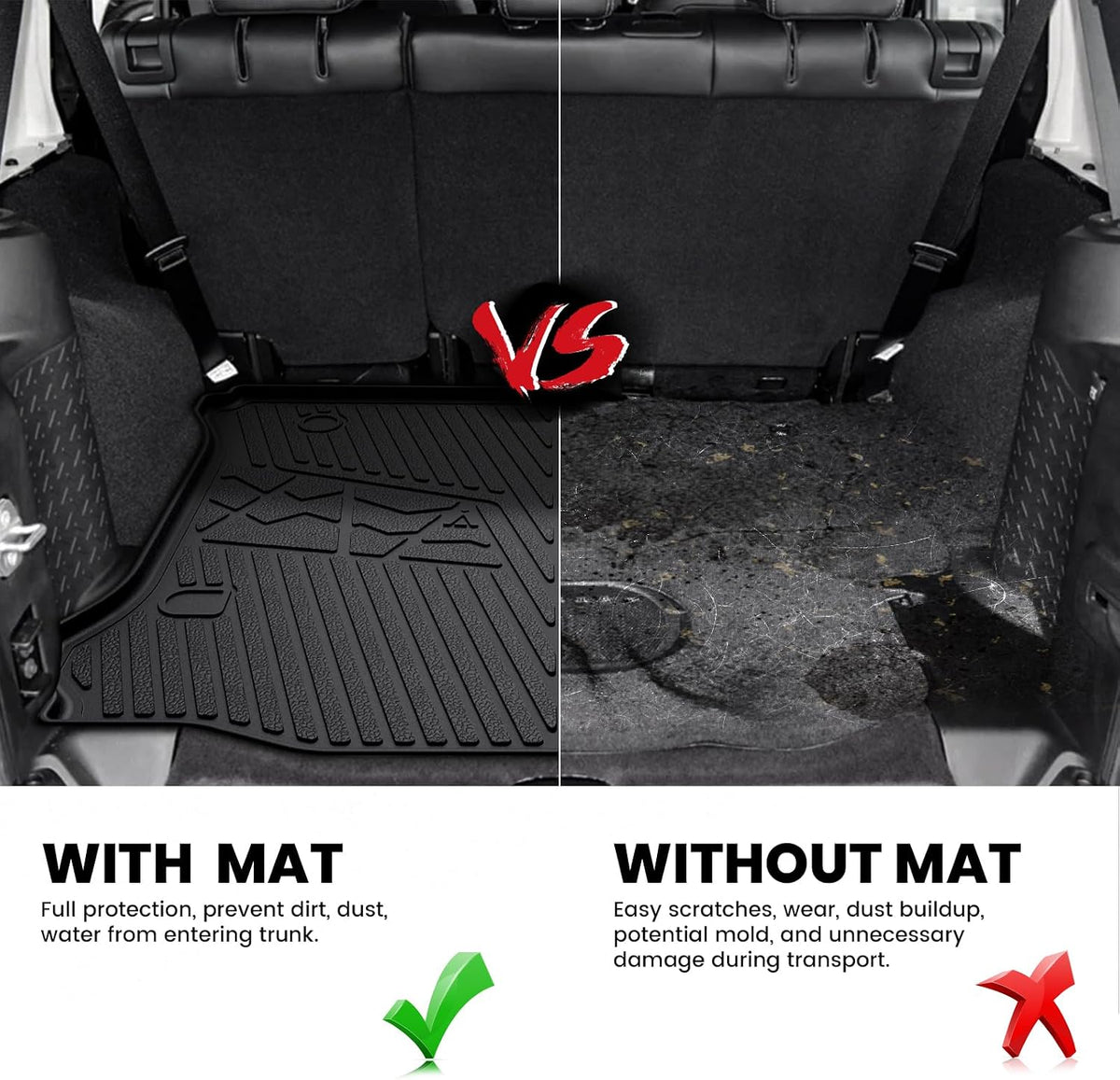 LASFIT Floor Mats for Jeep Grand Cherokee WL 2022-2025 2026 5-Seat (Include 4xe, NOT for L), All Weather TPE Custom Fit Car Mats Floor Liners Cargo Liner Cargo Mat Trunk Mat Black