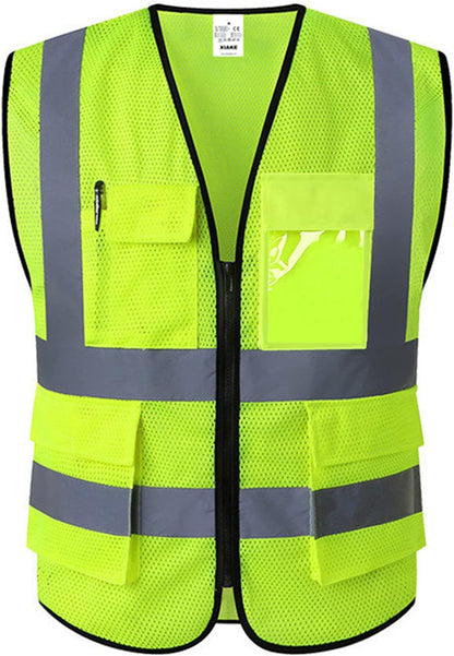 XIAKE Reflective Safety Vest for Men & Women High Visibility Class 2 Vest with Pockets Meets ANSI Standards