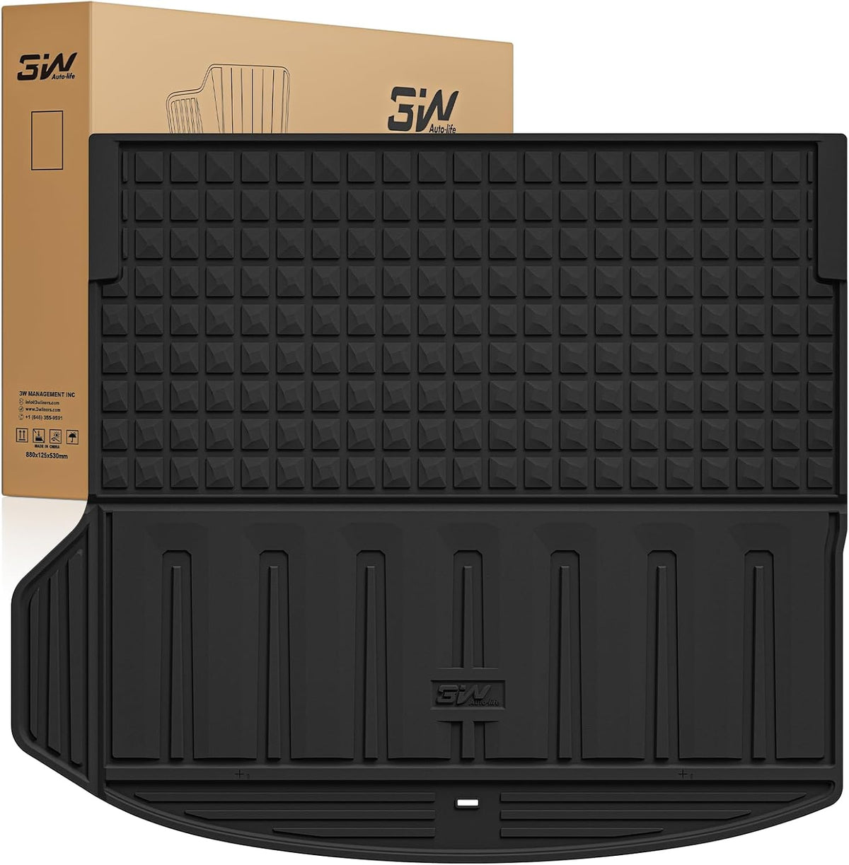 3W Floor Mats & Cargo Liner Fit for 2021 2022 2023 2024 2025 2026 Chevy Tahoe/GMC Yukon/Cadillac Escalade 7 Seat, TPE All Weather Custom Fit Car Accessories Heavy Duty Rubber Full Set Trunk Mats - Colors B