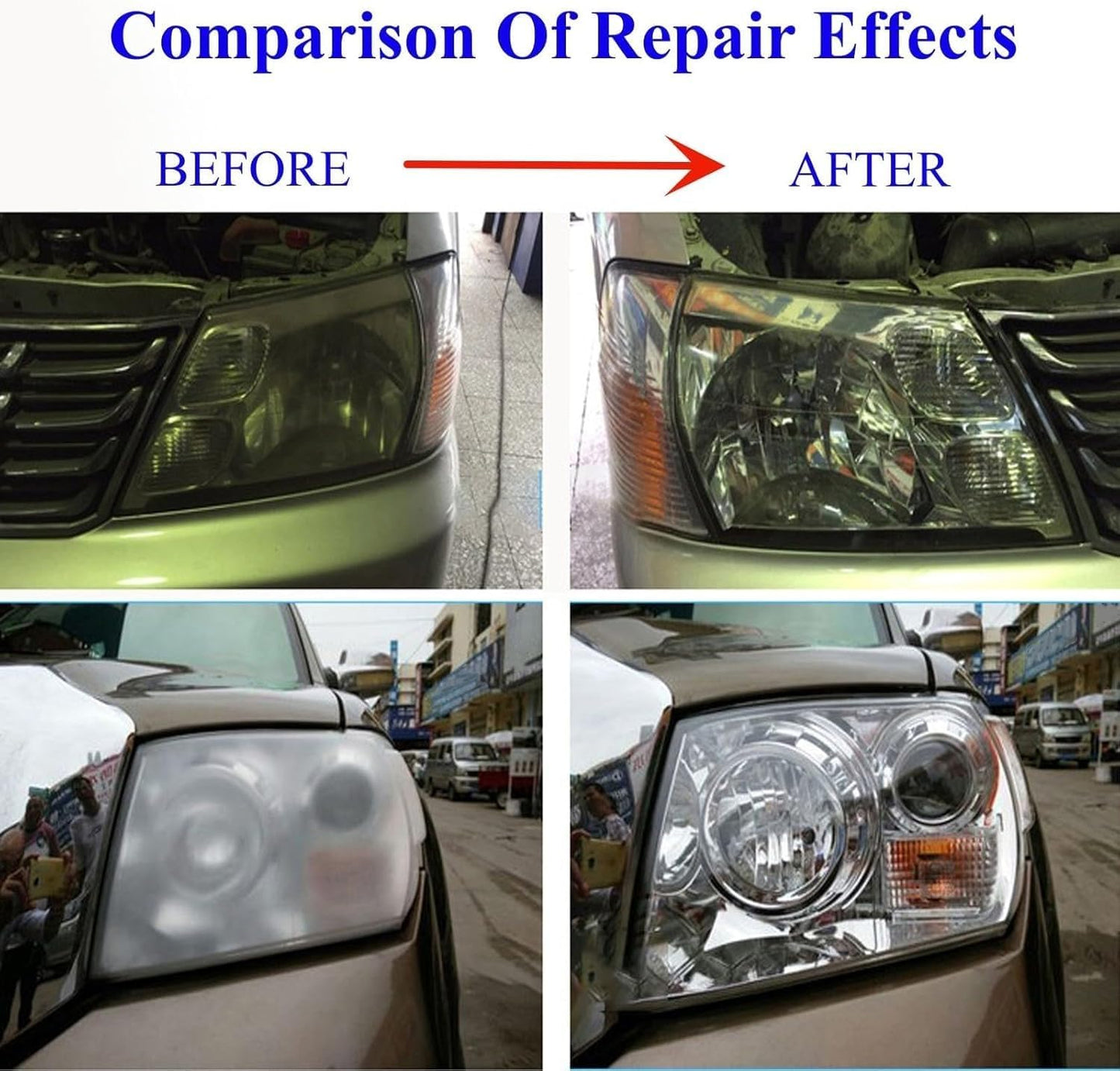 ROYWOO Headlight Repair Kit,Automobile Headlight Restoration Kits with 200ML Repair Liquid,Car Headlight Polish Repair Tool for Repair Headlight Yellowing, Haze, Scratches