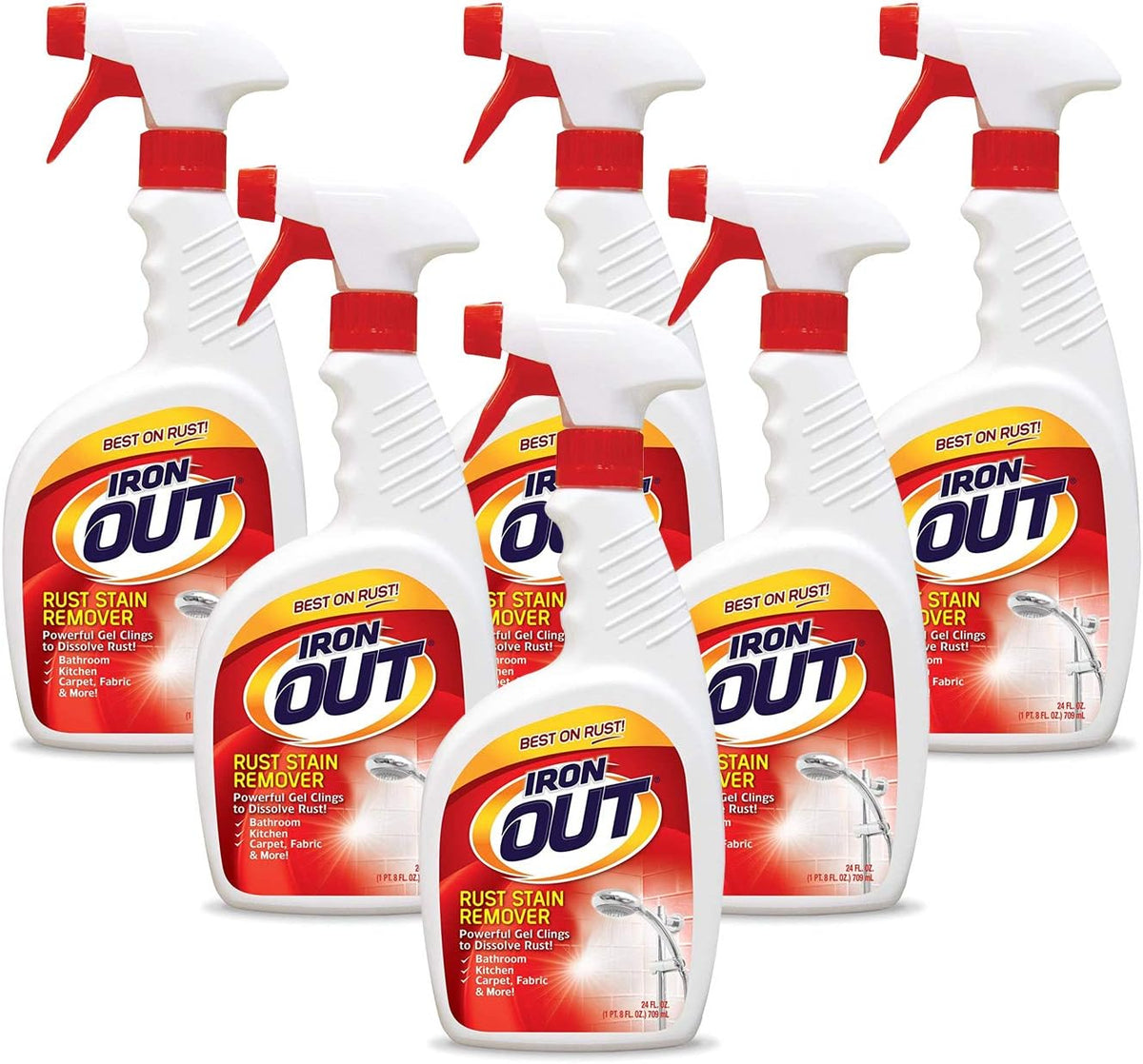 Iron OUT Rust Stain Remover Spray Gel, Remove Rust Stains in Bathrooms, Kitchens, Laundry, and Outdoors, Made in the USA, 24 Ounces