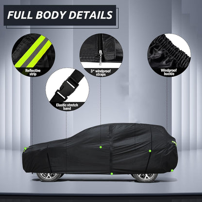6 Layers Car Cover Waterproof All Weather for Automobiles, Size A3 with Zipper Cotton Fit for Toyota Camry, Honda Accord, Ford Mustang, Chevy Camaro/Malibu,Kia Optima/K5 (187-198 inch)