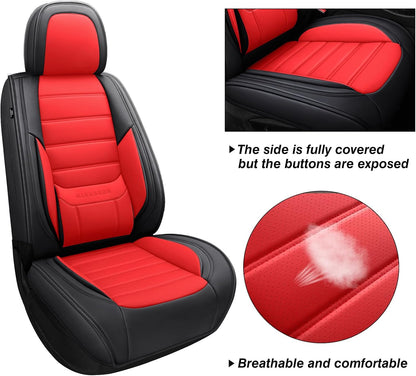 MINGBRON Car Seat Cover Full Set, Leather Car Seat Cover, Waterproof Seat Covers, Car Seat Cushion, Nappa Leather Seat Covers Car Seat Protector Universal Fit Most Cars Black