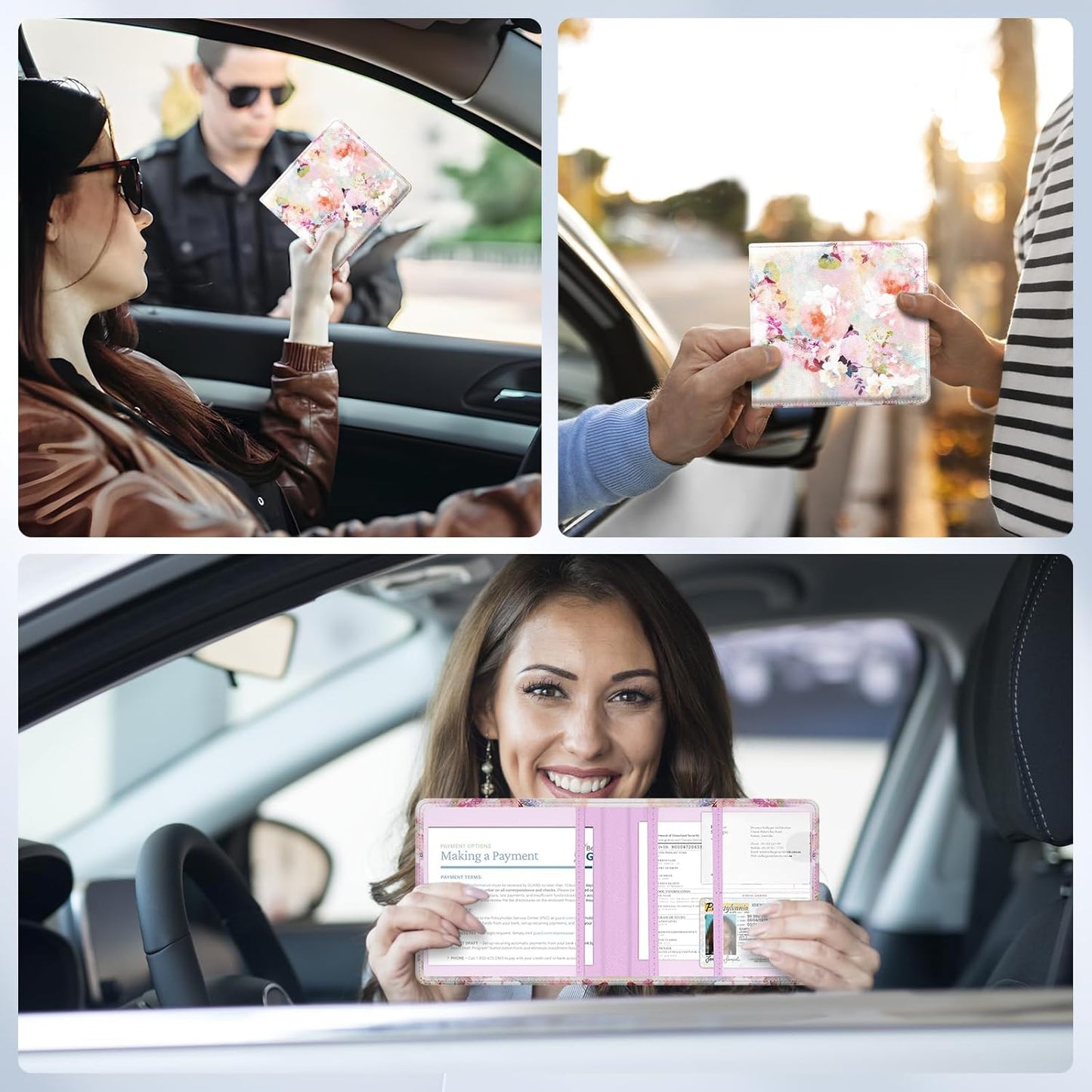 Car Registration and Insurance Card Holder，Vehicle Glove Box Car Organizer，Accessories Case for Storing Driving Licences, Cards, Documents