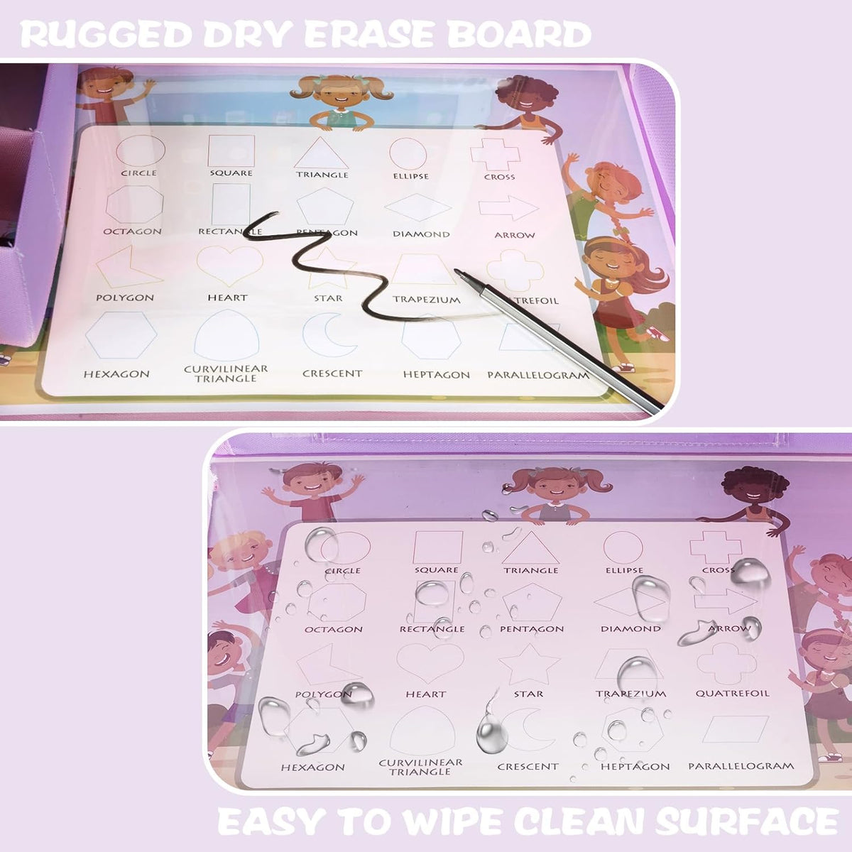 MENZOKE Kids Travel Tray for Toddler Car Seat, Road Trip Activities for Kids with iPad Holder Stand & Dry Erase Board, Road Trip Essentials Accessories Lap Tray as Travel Gifts for Kid, Pink