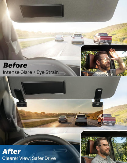 JOYTUTUS Sun Visor Extender for Cars, Polarized Sun Visor Extender Universal Sun Blocker UV400, Adjustable Visor Extension for Car Visor,Double-Clip,Anti Glare Stray Light