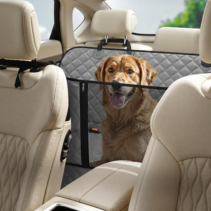 Dog Car Seat Cover for Back Seat, Waterproof Leather Fabric Back Seat Extender for dogs 52.4 * 24.4in, Foldable in The Car, Hard PVC Panels Bottom Support to 330 lbs, for Cars/Mid-Size SUV/Small Truck