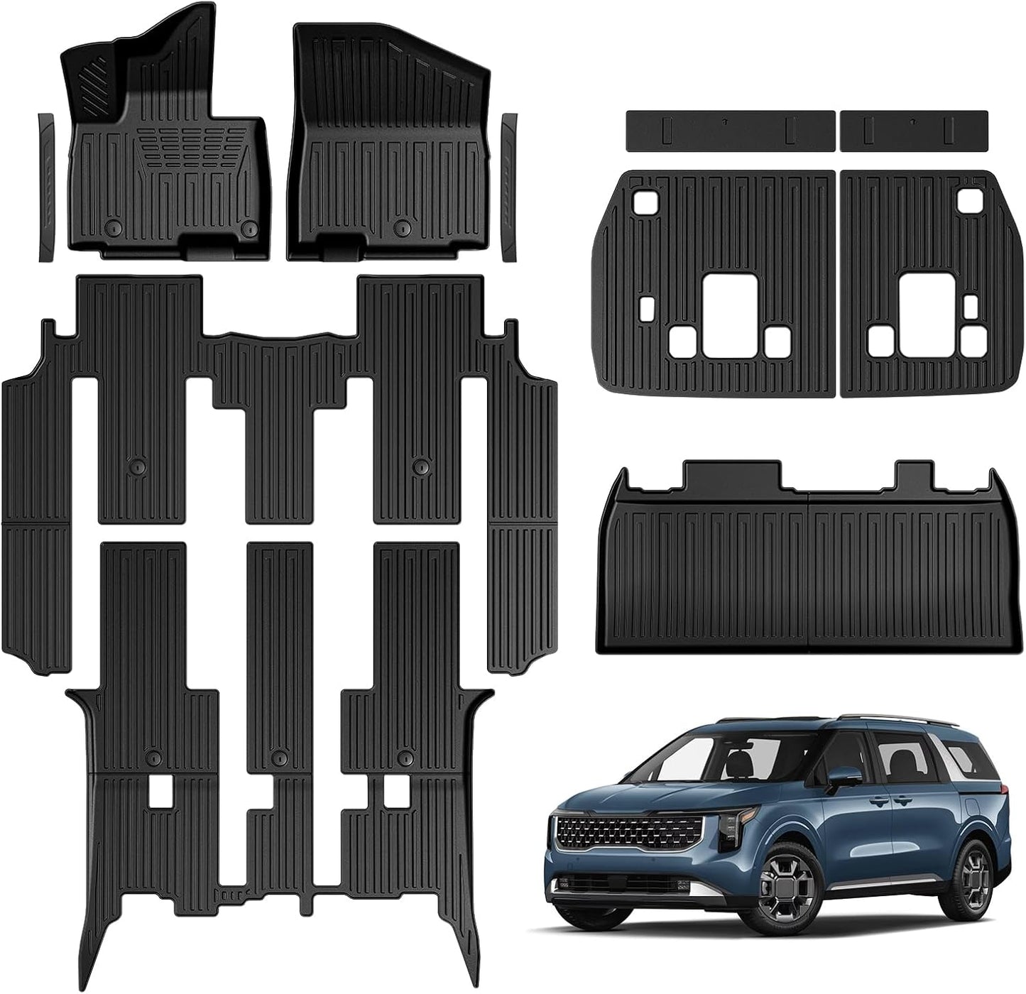 Floor Mats for Kia K5 2021-2026/Hyundai Sonata Gas 2020-2026, All Weather Floor Mats Trunk Cargo Liner Accessories, Full Coverage Set (Fit FWD Models)